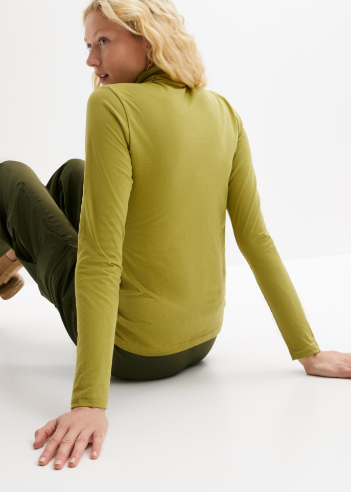Rollkragen-Stretch-Shirt, Langarm