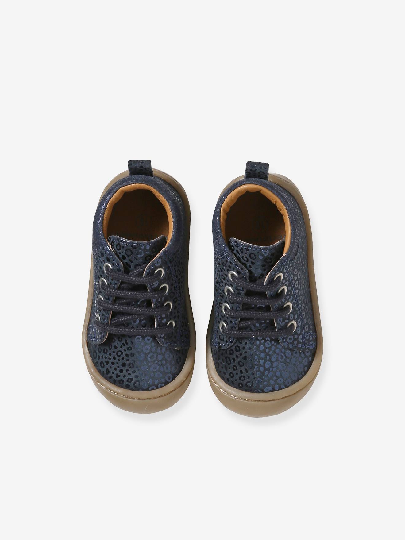 Vertbaudet Mädchen Baby Krabbelschuhe - blau bedruckt