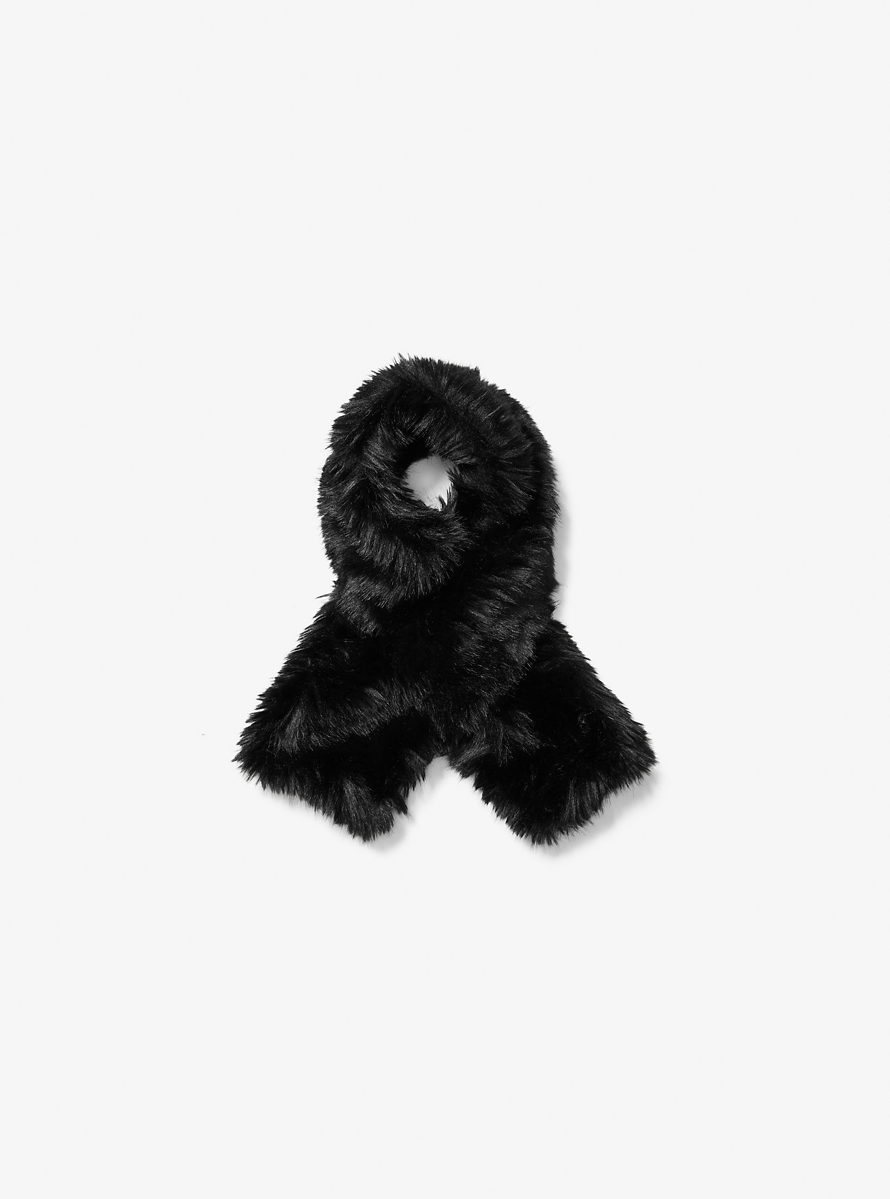 Faux Fur and Wool Scarf - BLACK