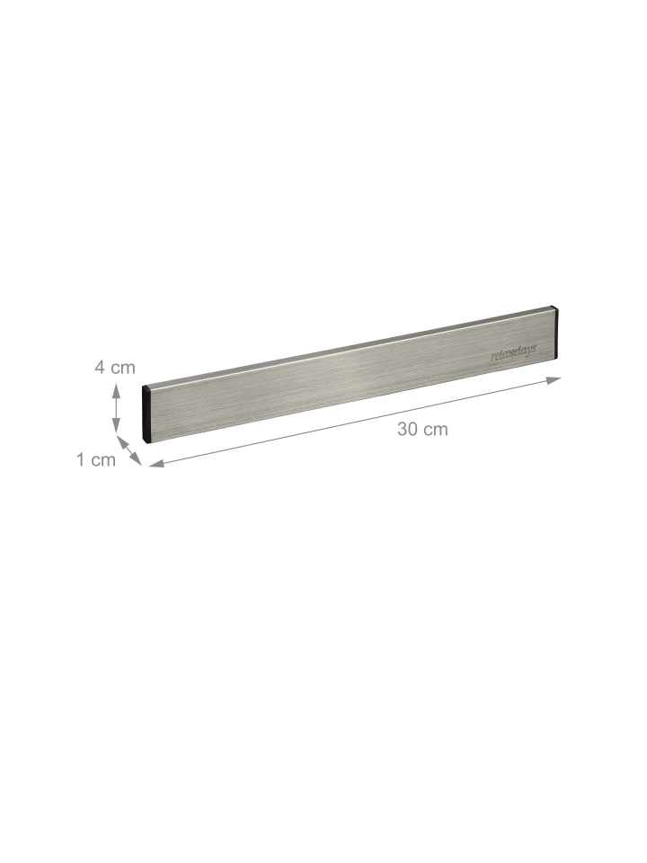 relaxdays Magnetleiste in Silber/ Schwarz - (B)30 x (H)4 x (T)1 cm günstig kaufen onesize