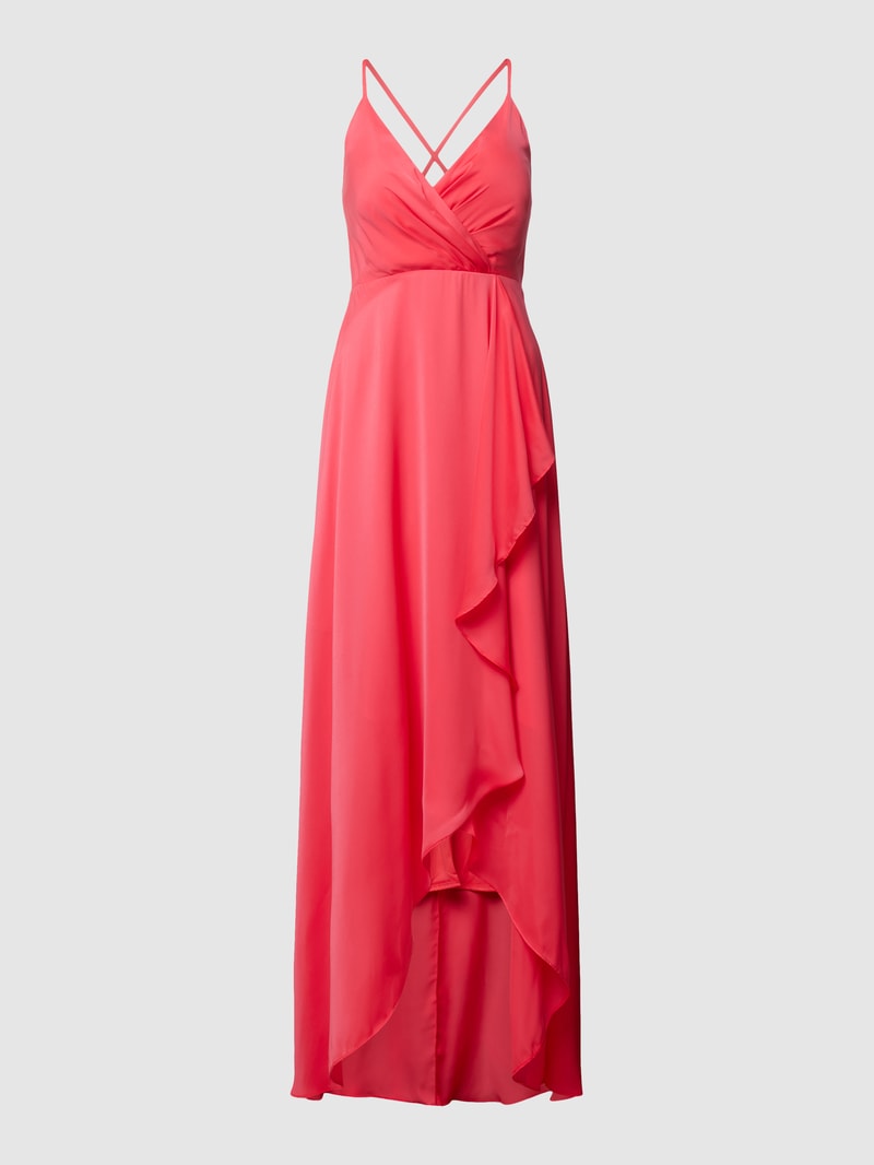 Abendkleid in Wickel-Optik in koralle