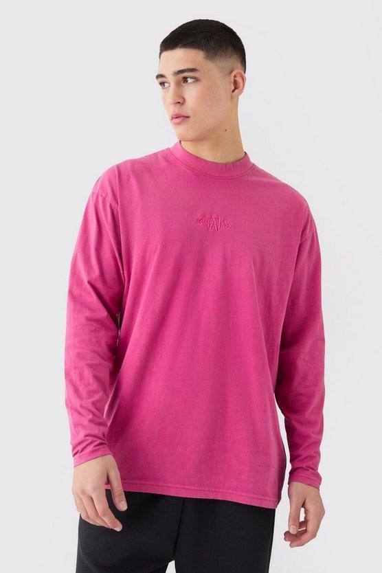 Oversized Man Extended Neck Washed Long Sleeve T-shirt