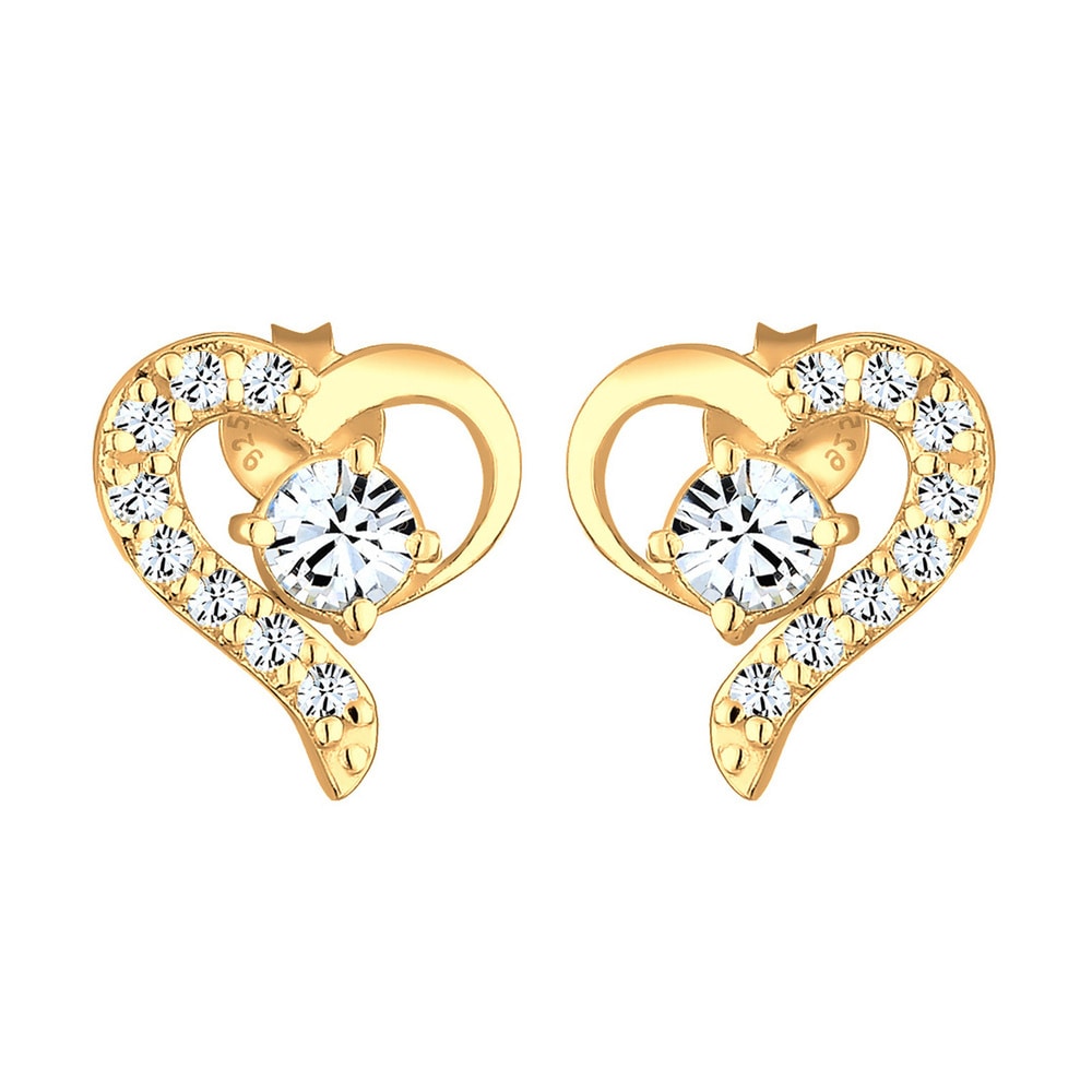 Elli Elli Boucles d'Oreilles Herz Kristalle Silber vergoldet Boucles d'oreilles