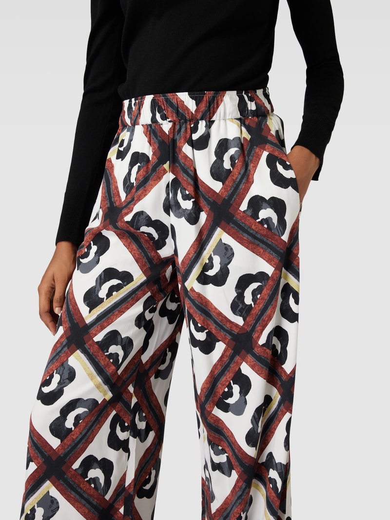 Stoffhose aus Viskose mit Allover-Muster in weiß