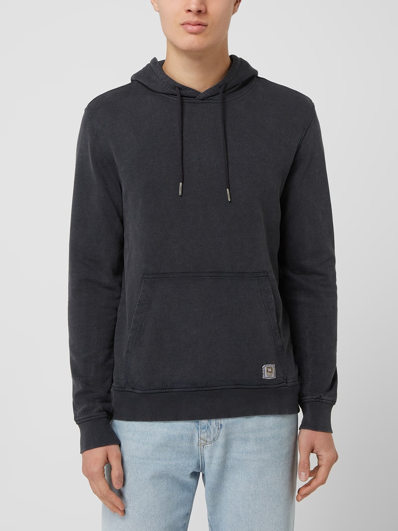 Regular Fit Hoodie aus Baumwolle Modell 'Ron' in schwarz