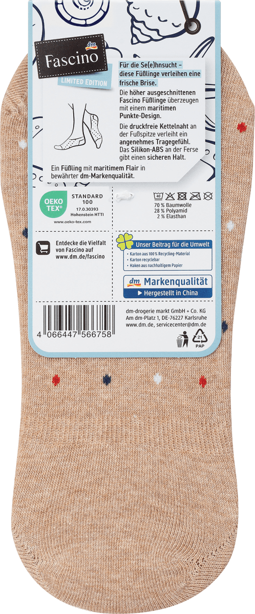 Füßlinge mit Punkten beige Gr. 39-42, 1 St