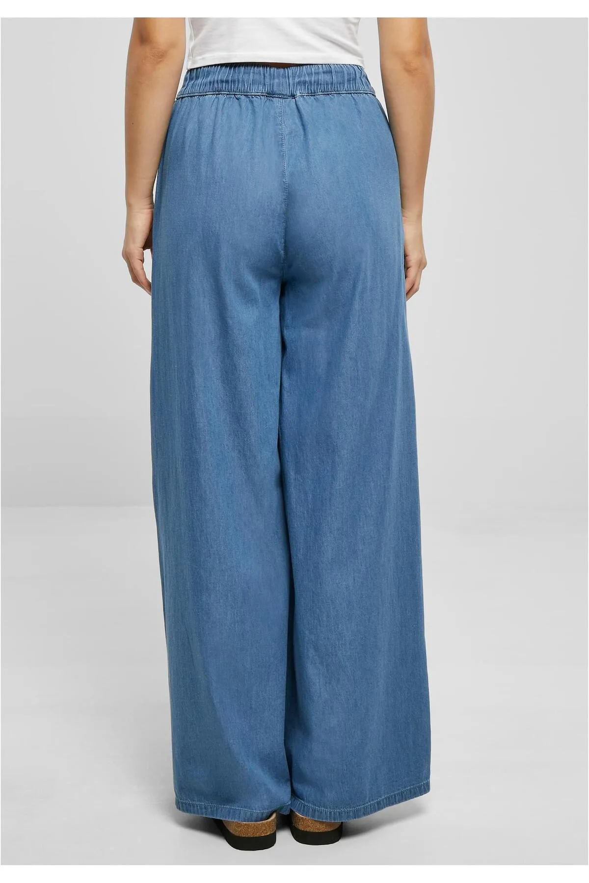 Urban Classics  Damen-Hose aus hellem Denim mit weitem Bein