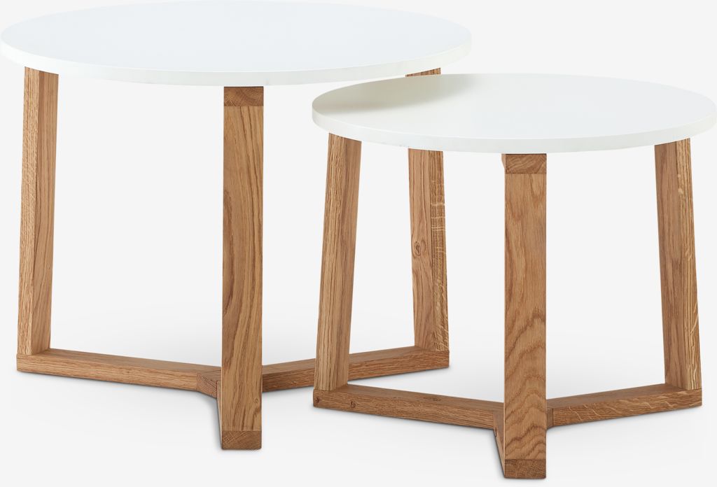 SVENSTRUP SVENSTRUP sidebord Ø60/50 hvit/eik 2 stk