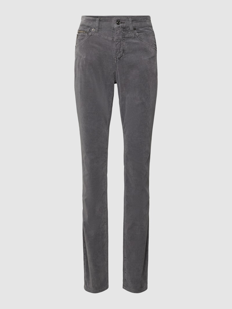 Slim Fit Hose aus Cord mit Reißverschlusstasche in dunkelgrau