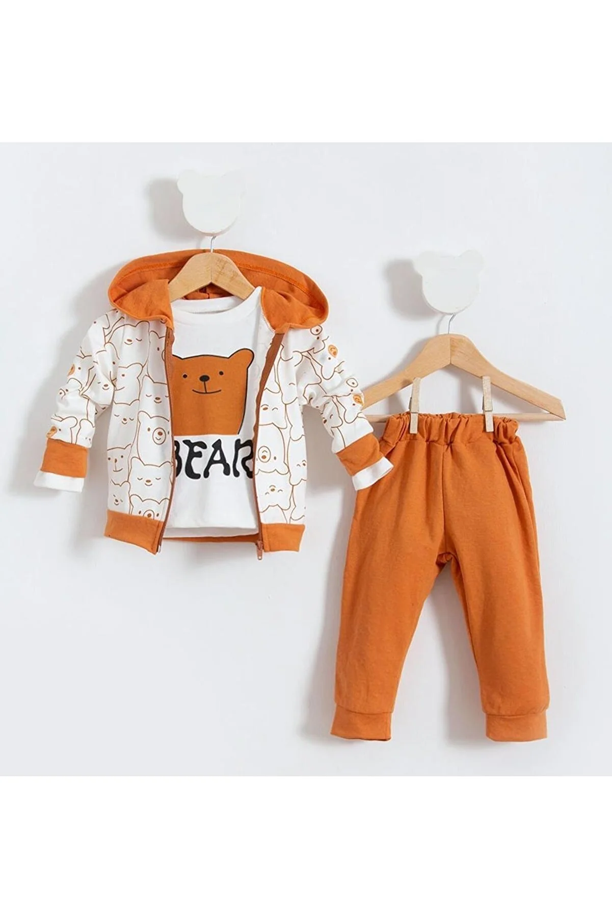 Bubito  Gemustertes 3-teiliges Babyset „Hello Bears“.
