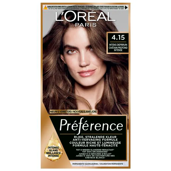 L'Oréal Paris Préférence 4.15 intenzív mélybarna tartós hajfestés