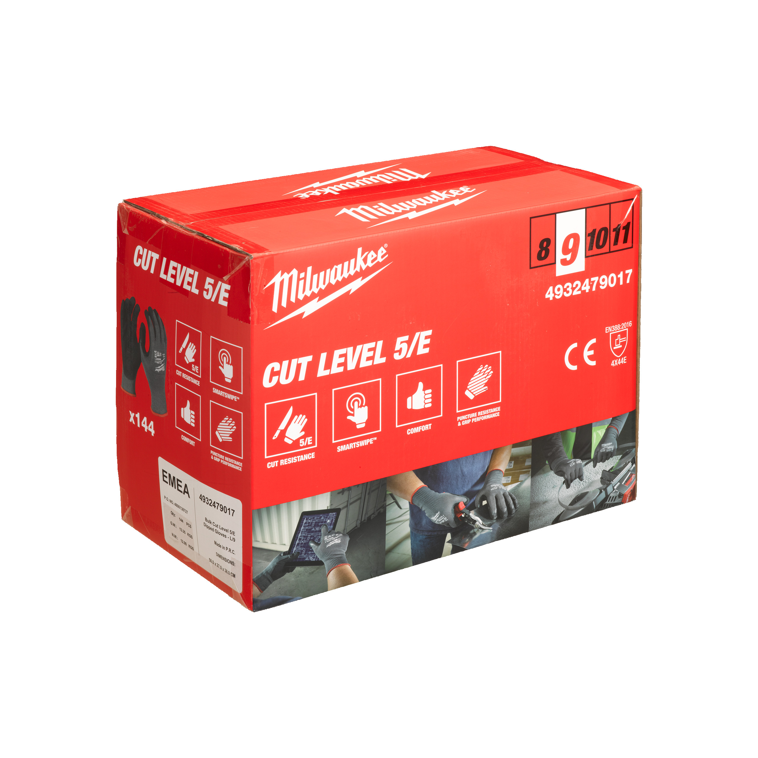 Milwaukee Zubehör 4932479017 Schnittschutzhandschuhe (Großpackung) - 9/L (144 Paar)