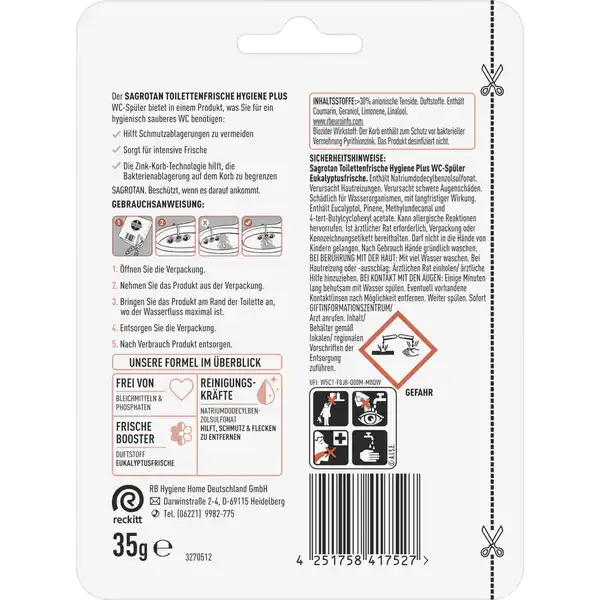 Toilettenfrische Hygiene Plus Eukalyptusfrische WC-Spüler