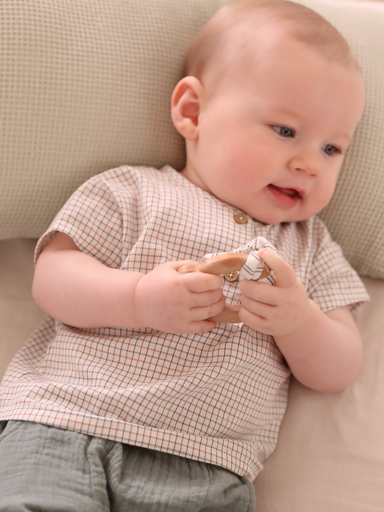 Vertbaudet Baby-Set: T-Shirt & Shorts - graugrün