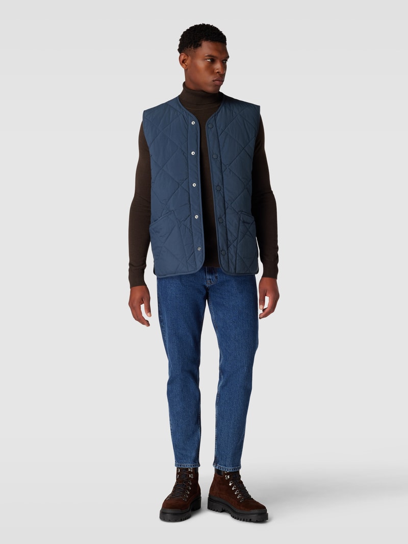 Steppweste mit Label-Stitching Modell 'BRENT LIDDESDALE' in marineblau
