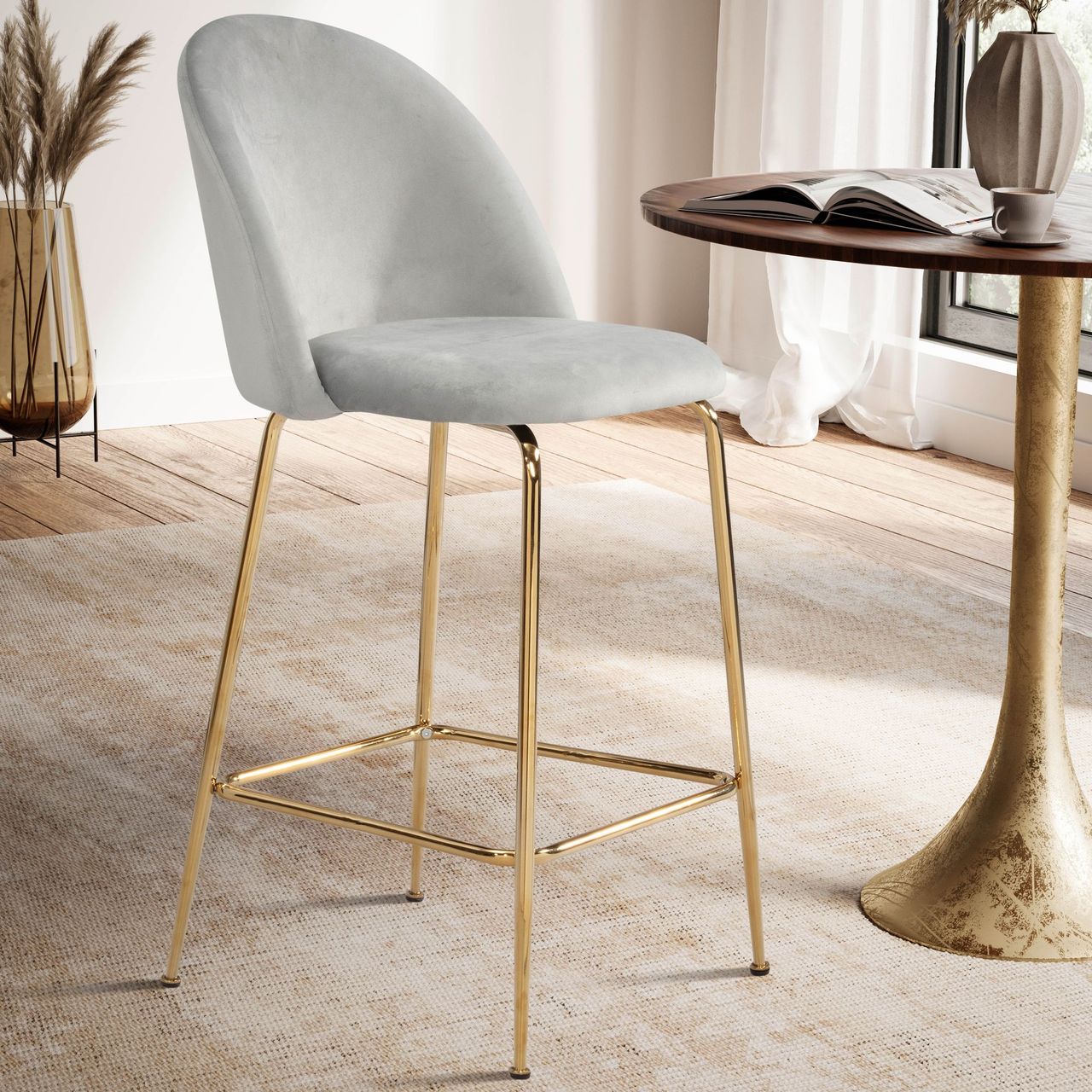 Wohnling Barhocker 2er Set Samt