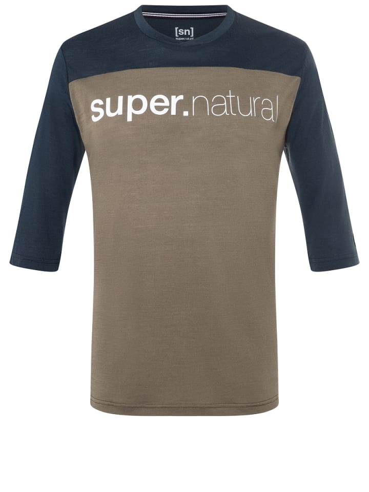 super.natural Merino T-Shirt CONTRAST 3/4 in braun günstig kaufen