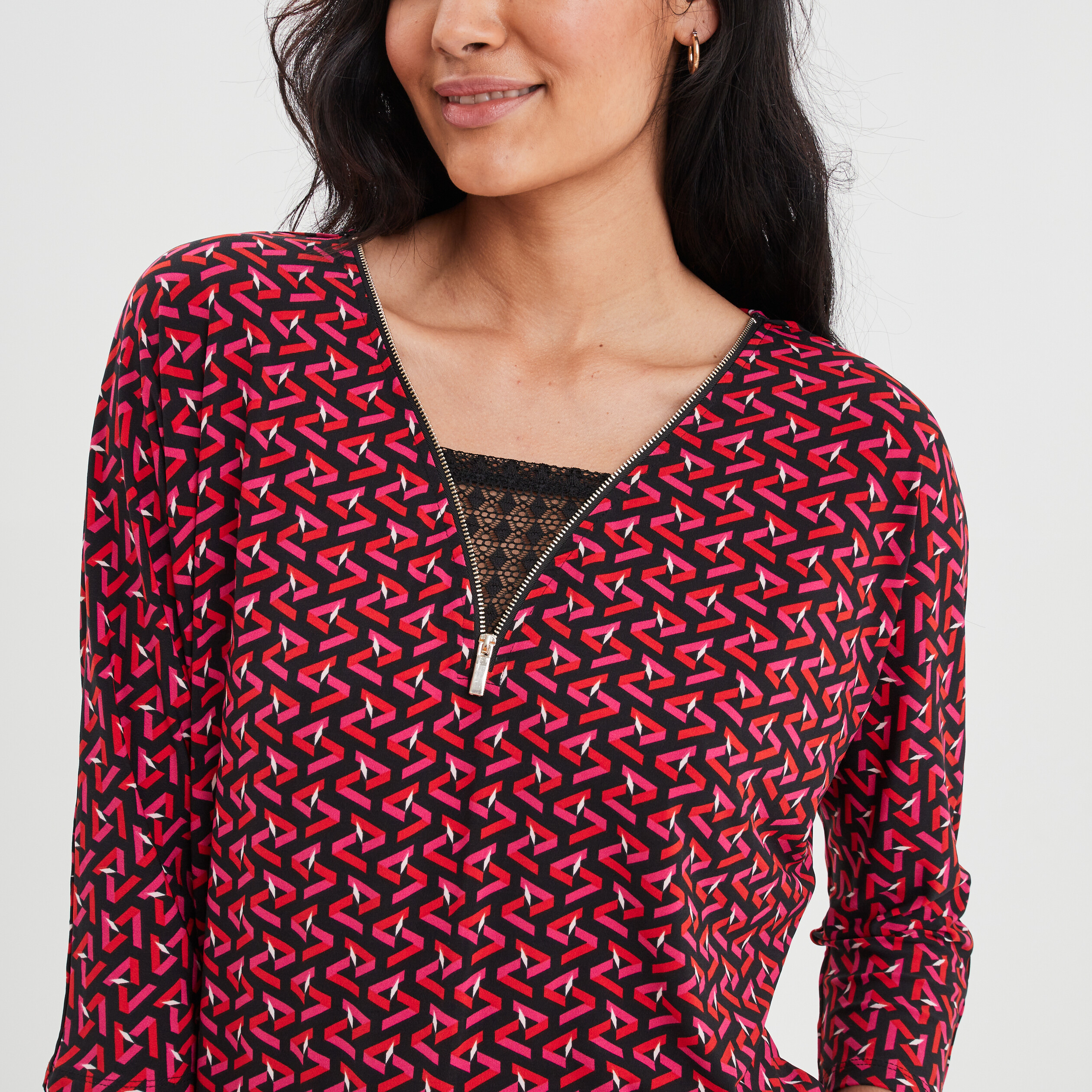 T-shirt manches 3 4 noir femme | La Halle
