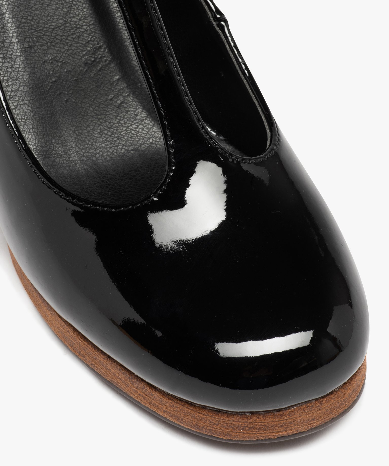 Escarpin verni forme salomé avec large talon femme noir | GEMO