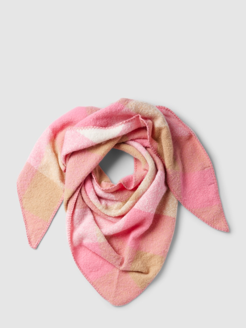 Schal mit Karomuster Modell 'Cosy' in pink meliert