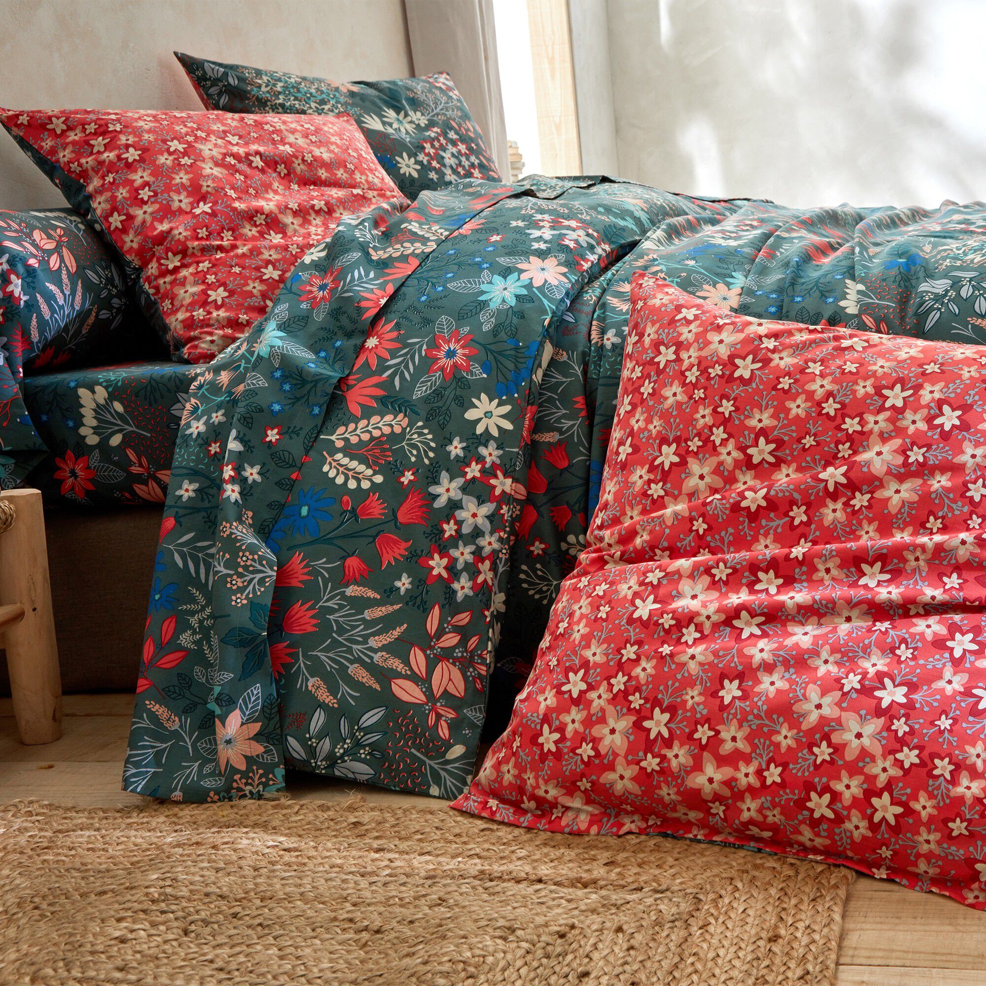 Linge de lit Flore en coton imprimé fleuri