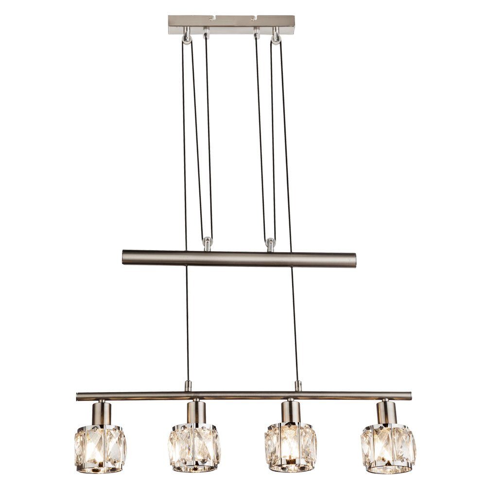 etc-shop Hängeleuchte, Leuchtmittel nicht inklusive, Decken Hänge Leuchte Chrom Wohn Zimmer Glas Kristall Pendel Lampe