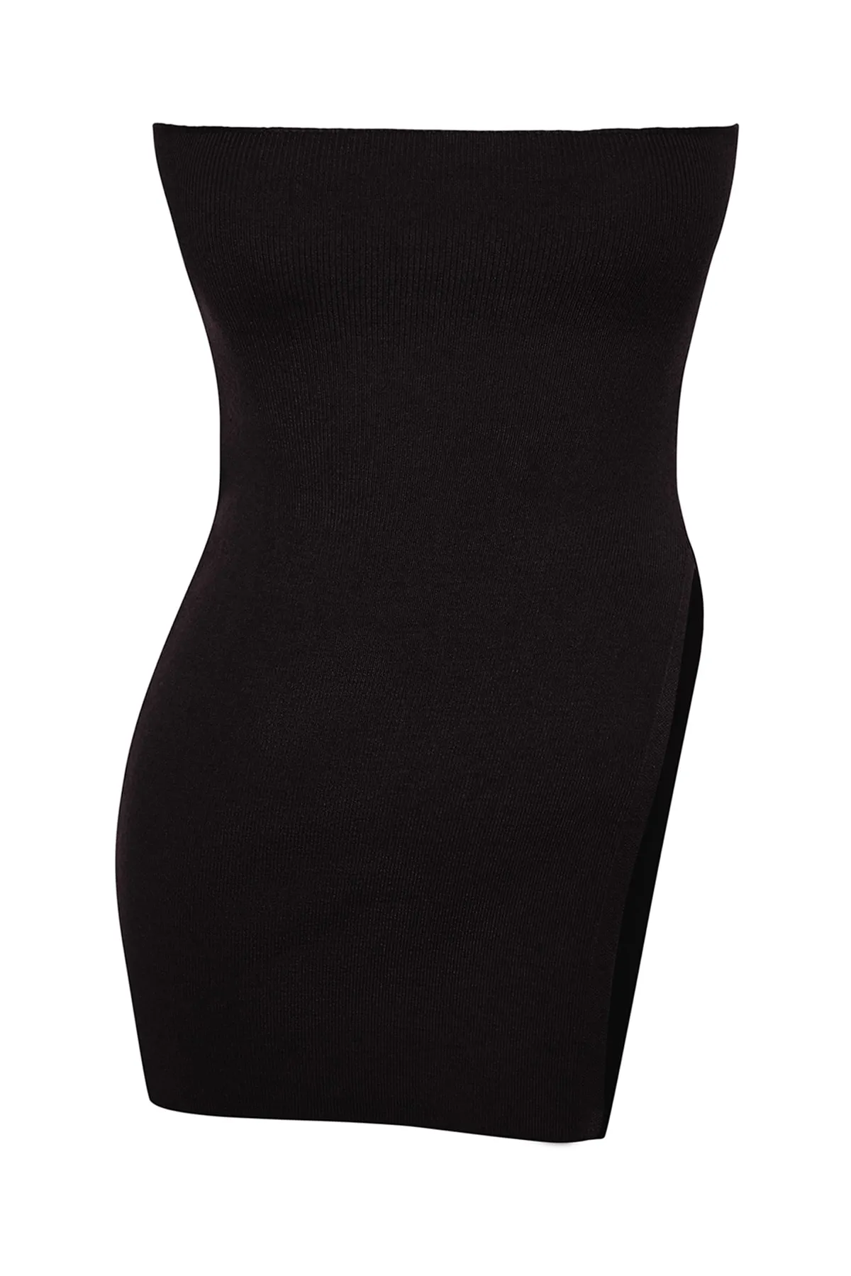 Trendyol Collection  Schwarze, trägerlose, geschlitzte, detaillierte Bluse aus Premiumgarn/Spezialgarn TWOAW24BZ00131