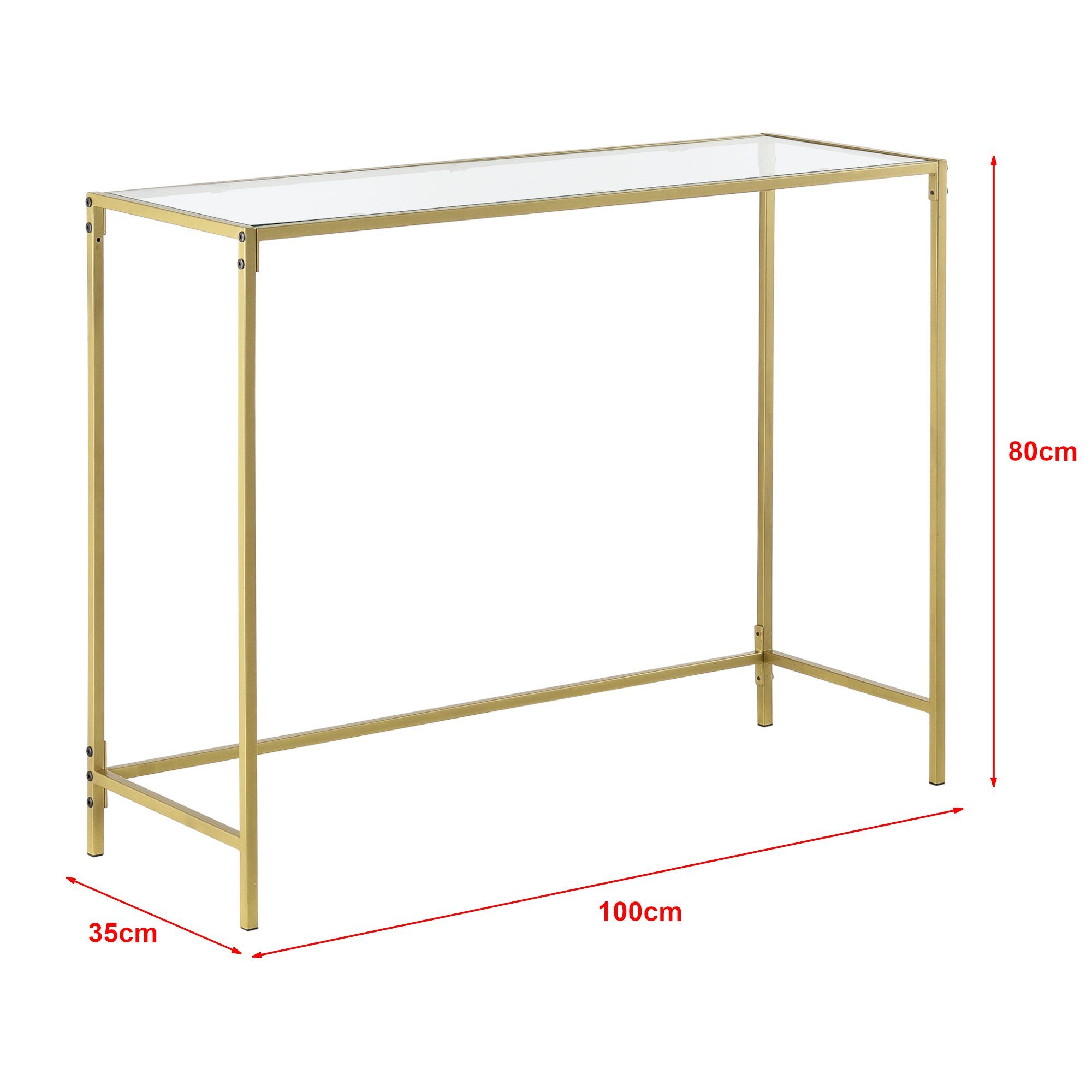 en.casa Konsolentisch, Alajärvi Flurtisch Beistelltisch Wandtisch 100x35x80cm Gold