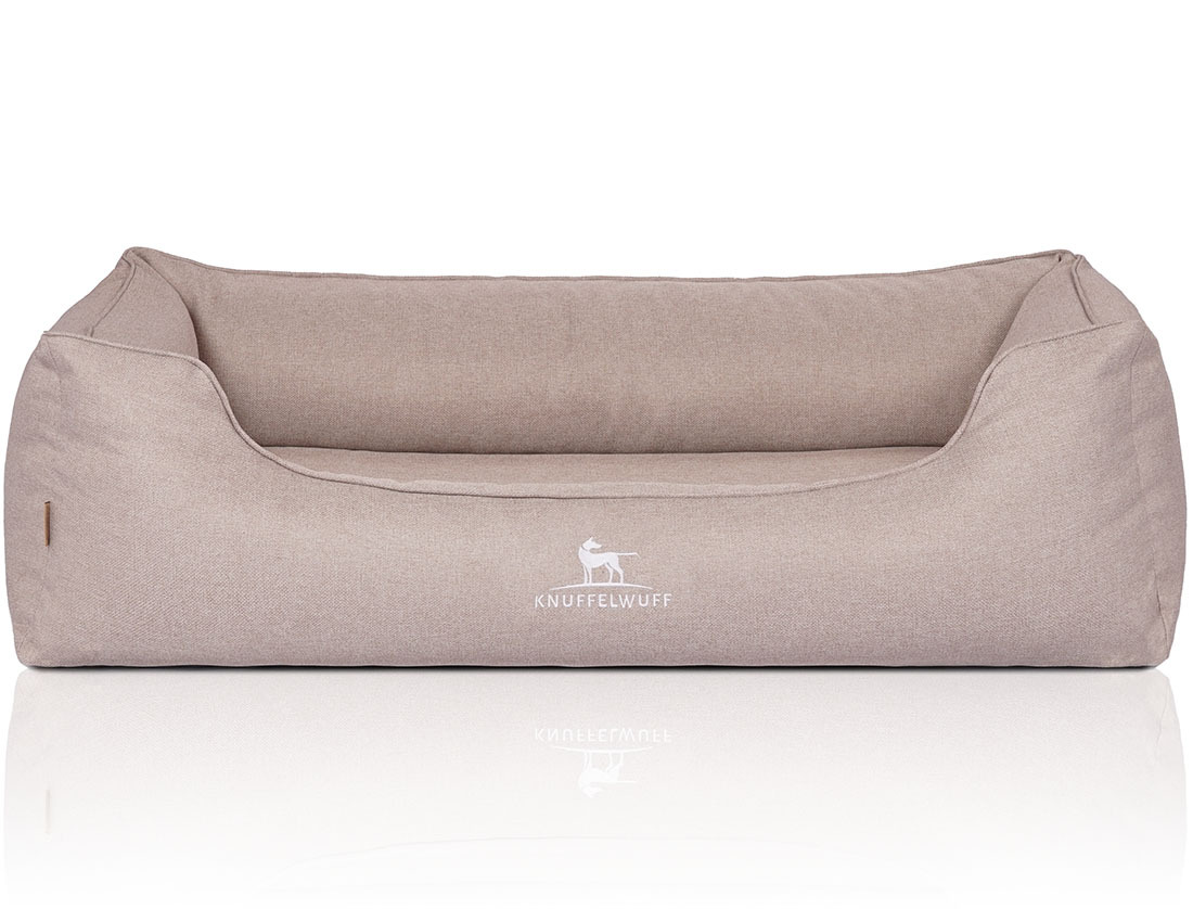 Knuffelwuff Hundebetten Knuffelwuff Orthopädisches Hundebett Luisa aus Velours mit feinem Handwebcharakter Sunshine Edition beige XL