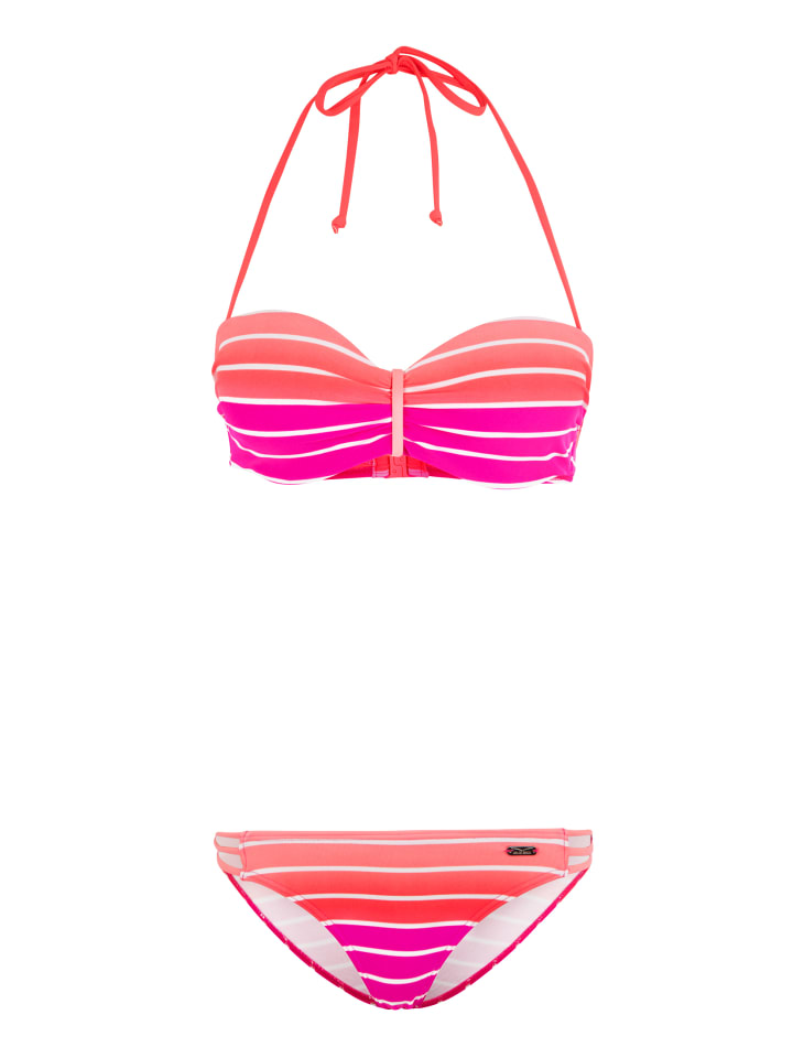 Venice Beach Bügel-Bandeau-Bikini in pink-gestreift günstig kaufen