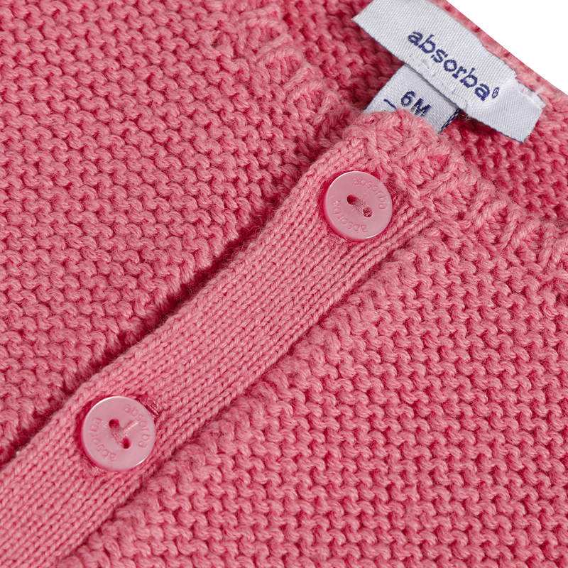 Cardigan bébé en point mousse rose naissance Absorba