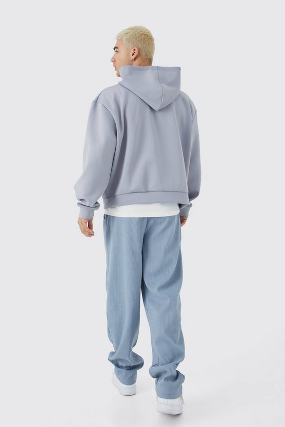 Kastiger Oversize Scuba-Hoodie mit Reißverschluss