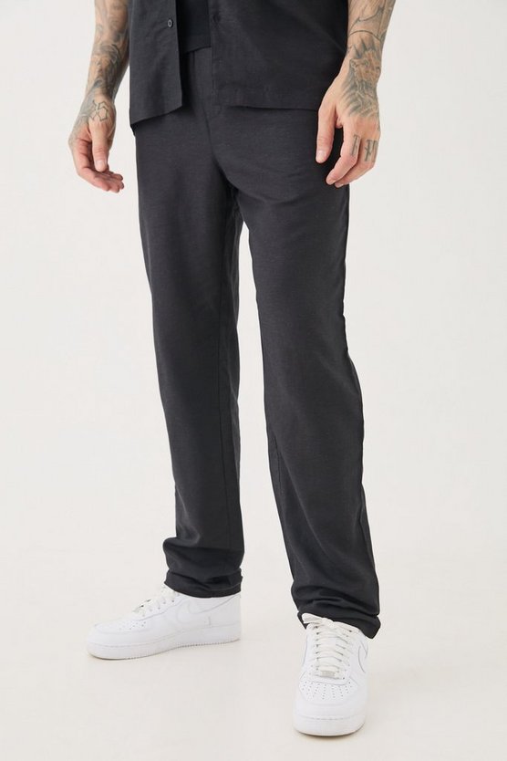 Tall schmale Leinen-Hose mit elastischem Bund