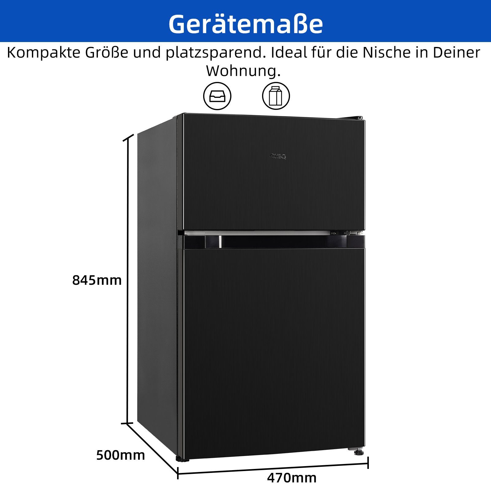 CHiQ Kühl-/Gefrierkombination FTM86L4E, 85 cm hoch, 47 cm breit, 86l,12 Jahre Garantie auf den Kompressor