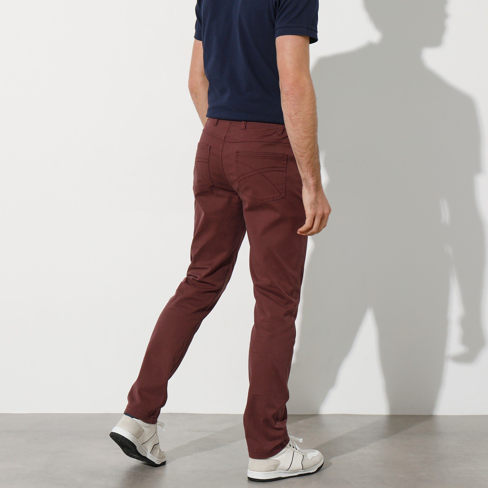 Pantalon droit 5 poches twill coton extensible