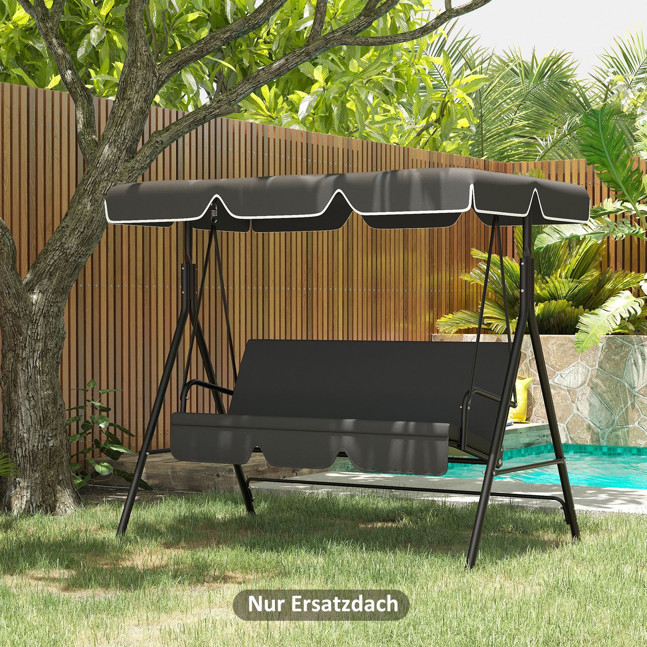 Outsunny Hollywoodschaukel Ersatzdach Dachbezug für -Sitzer Gartenschaukel Grau