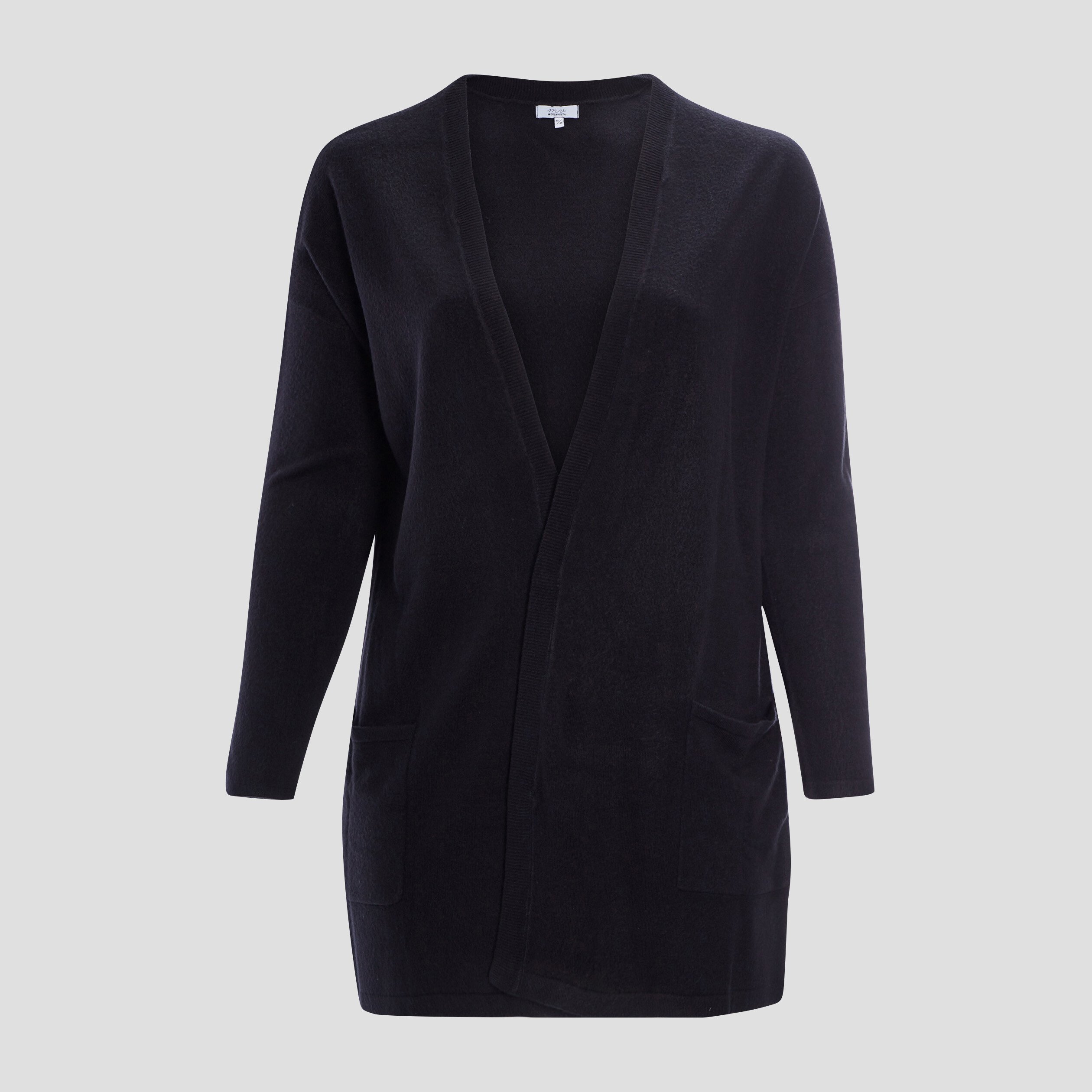 Gilet mi-long avec col en V noir femme grande taille | La Halle