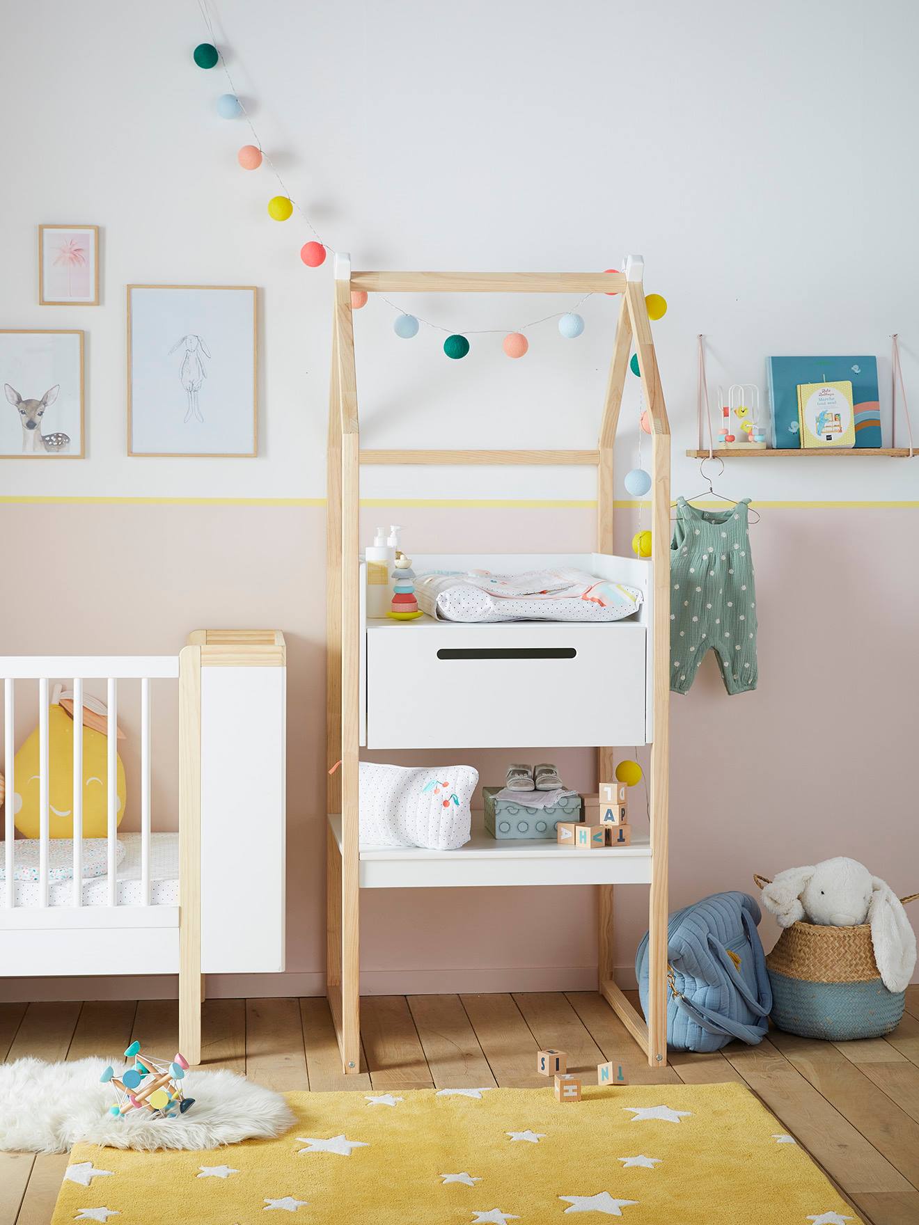 Vertbaudet Babyzimmer Wickeltisch TIPILI, Hausform - weiß/natur
