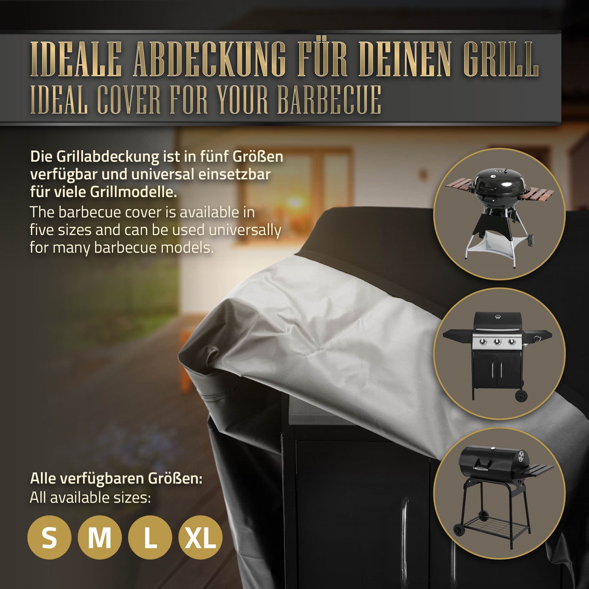 BBQ Boss Gartenmöbel-Schutzhülle Grillabdeckung, Schwarz Oxford-Gewebe 163x61x122cm