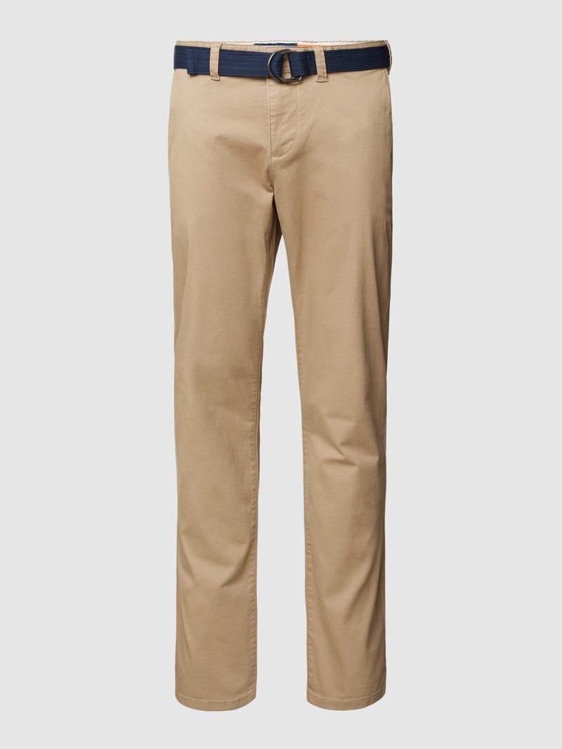 Stoffhose mit französischen Eingrifftaschen in beige