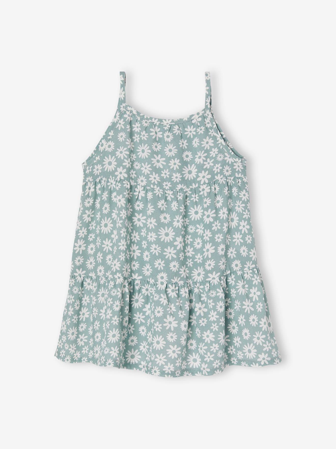 Vertbaudet Baby Kleid mit Volants - hellblau geblümt