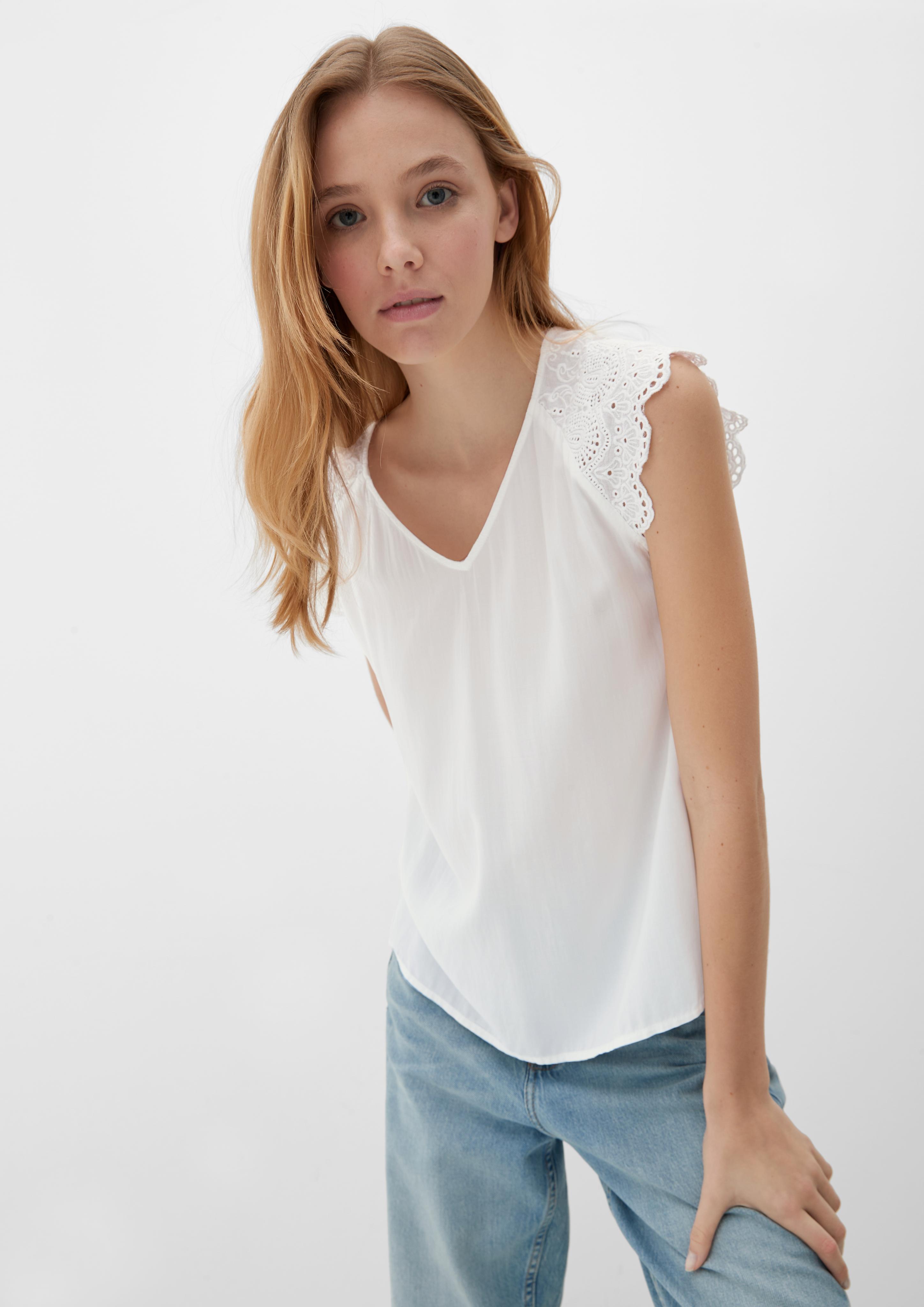 Bluse mit Broderie Anglaise  2132615-0200