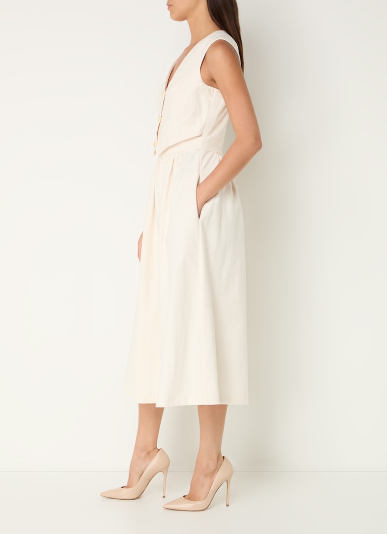 Abito midi LKBennett Pernille in misto lino con tasche laterali