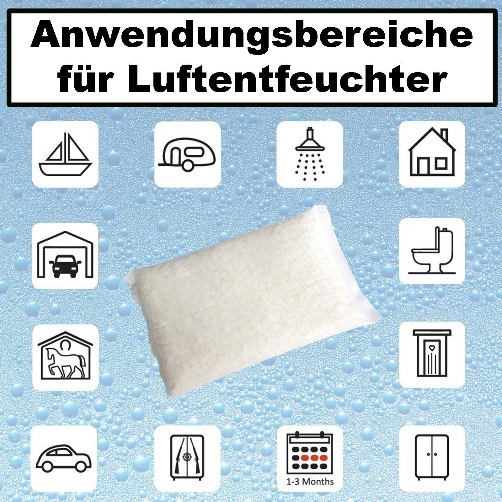 BlueCraft Luftentfeuchter Nachfüllpack Schlafzimmer Wohnung Nachfüller gegen Schimmel, 20 x 1 kg Raum Entfeuchter Granulat im Vliesbeutel, ohne Strom