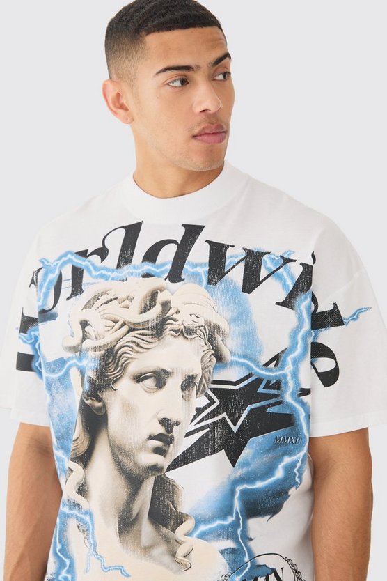 Oversize T-Shirt mit Renaissance-Print