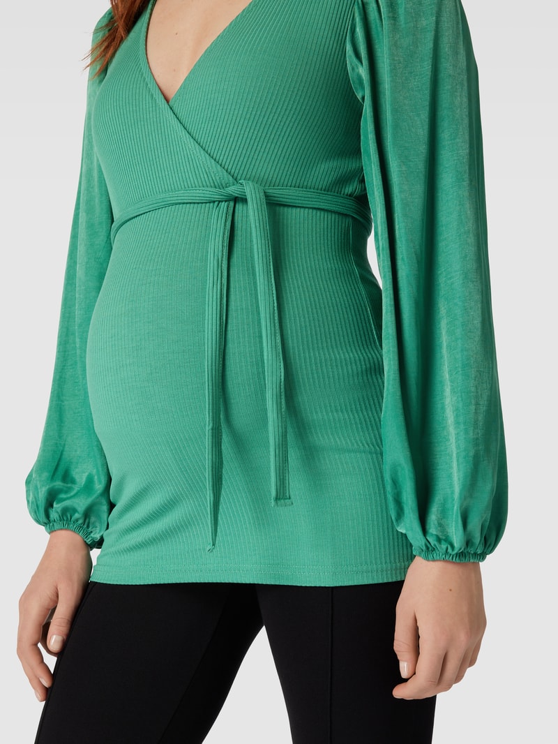 Longsleeve in Wickel-Optik in petrol