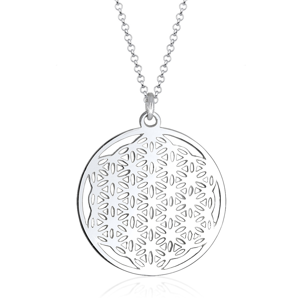 Elli Elli Collier Femme Fleur de Vie Ornement - (925/1000) Argent collier