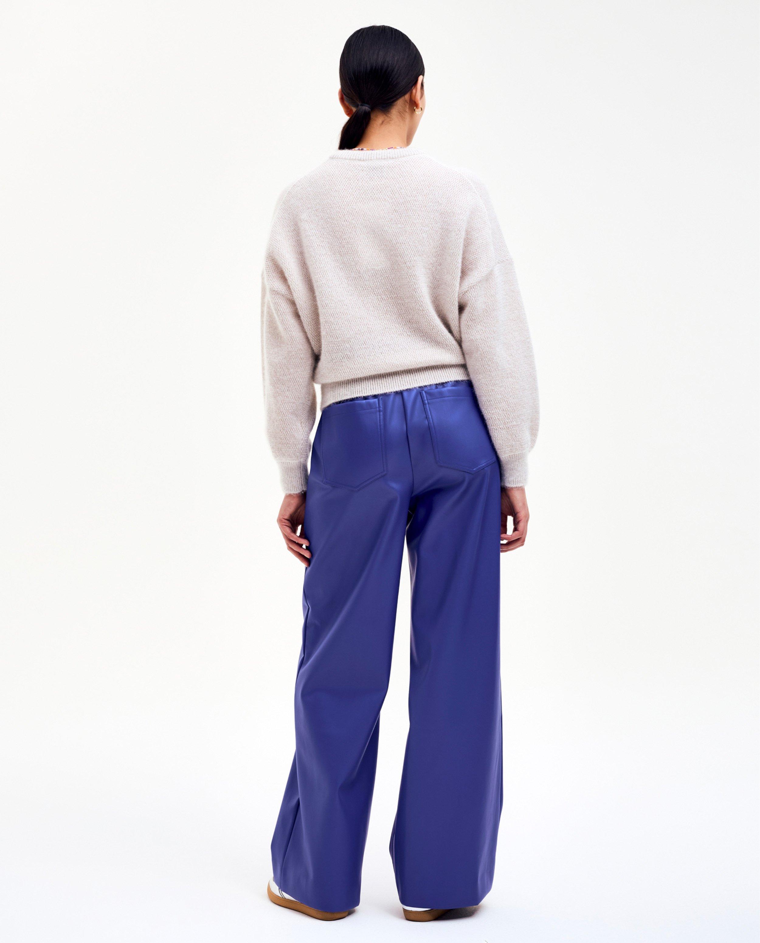 Pantaloni din piele ecologică CKS pentru femei, albastru strălucitor