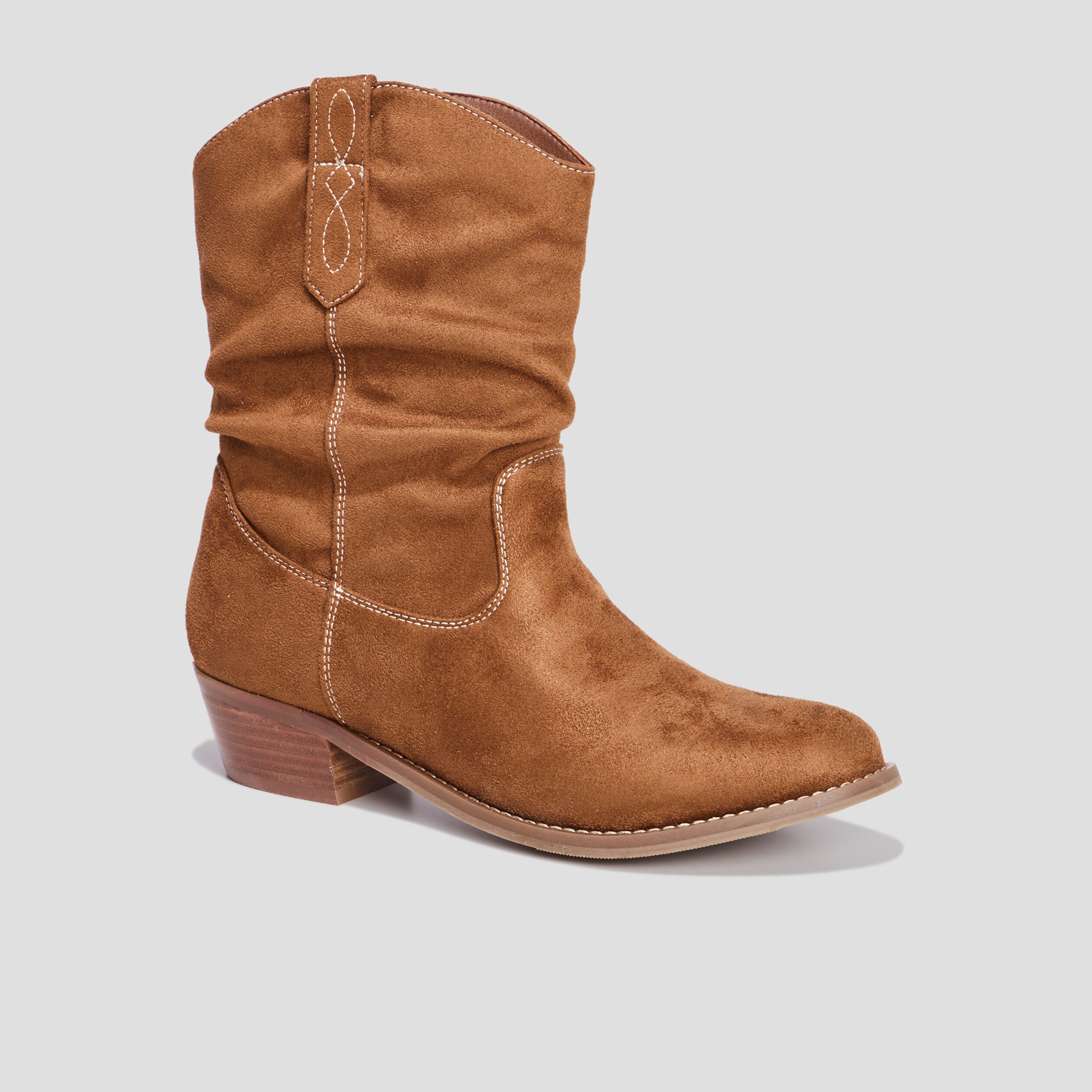 Boots hautes Santiags esprit western marron femme | La Halle