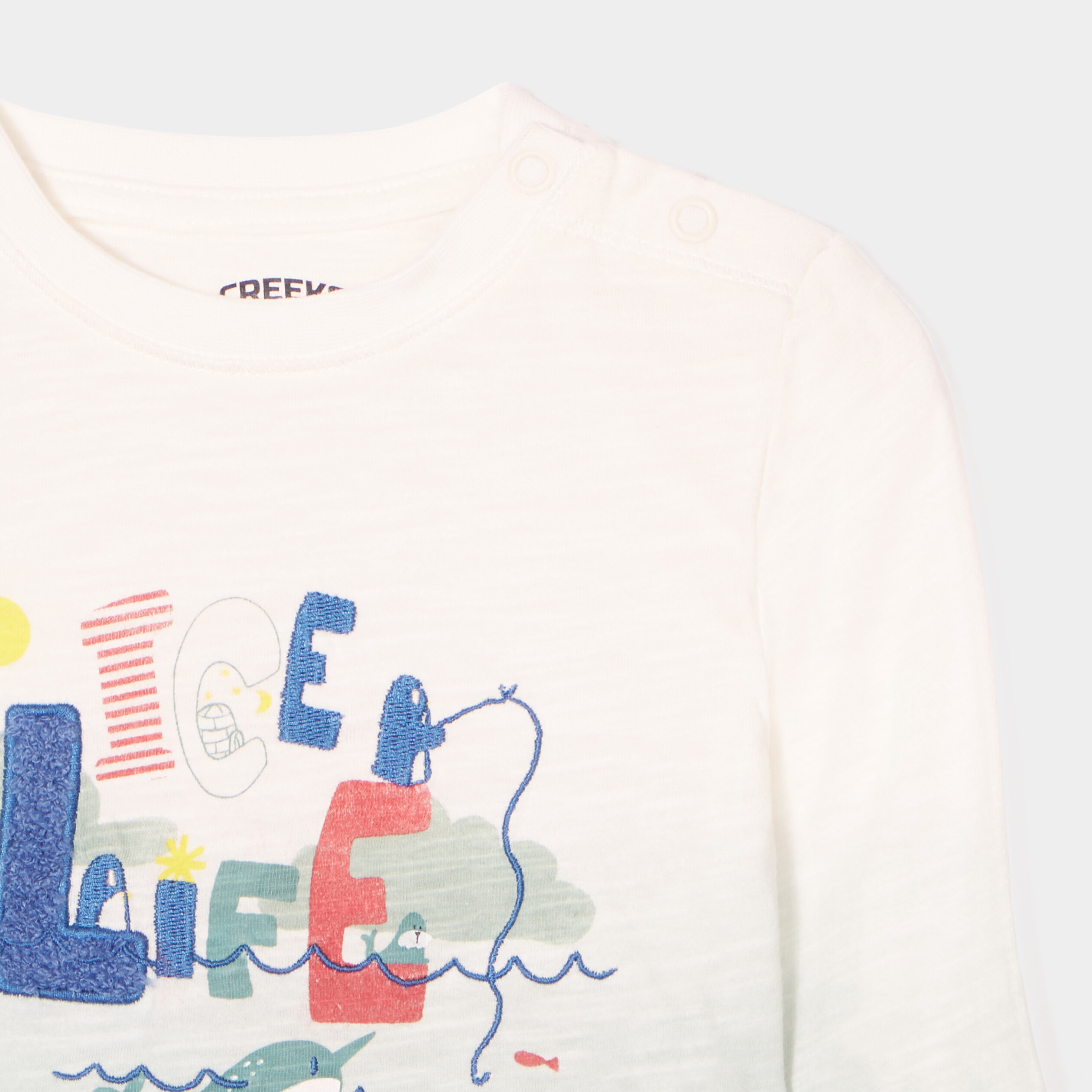 T-shirt col rond boutonné coton Creeks vert clair bébé garçon | La Halle